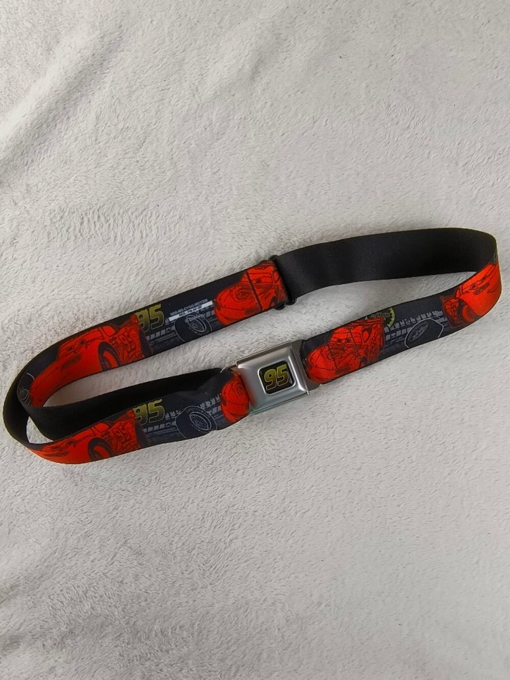 Buckle Down Seatbelt Belt Cars Lightning McQueen 95 Disney Adult 24"-38"